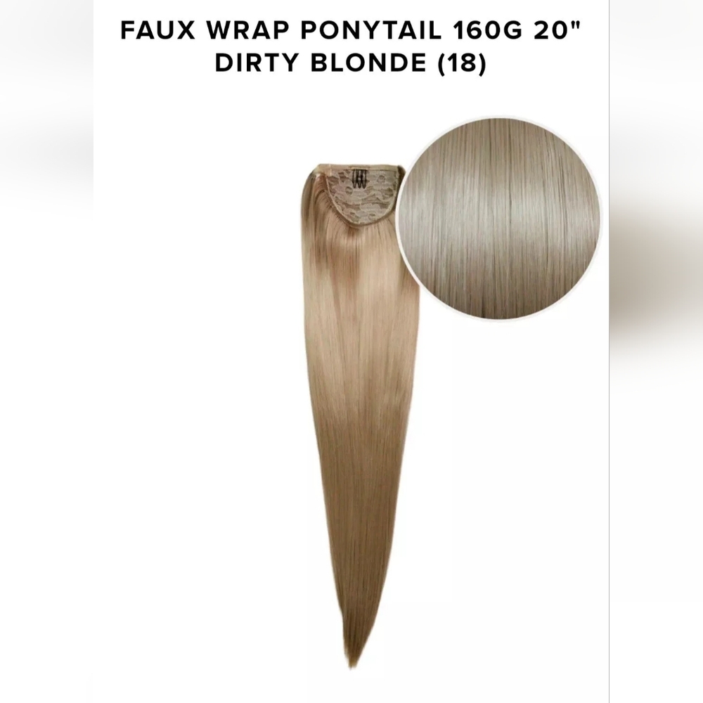 BELLAMI HAIR EXTENTIONS WRAP AROUND PONYTAIL FAUX  20" 18 DIRTY BLONDE NEW